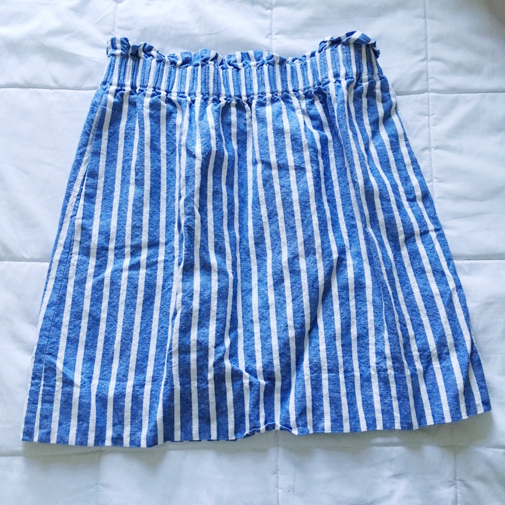 J. Crew Chambray Striped Linen Sidewalk Skirt
